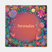 Aimant Customisé Whimsical Joli soleil floral (Devant)