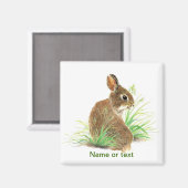 Aimant Customisez ce Curious Rabbit, Aquarelle Animal (Recto/Verso)
