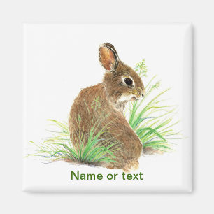 Aimant Customisez ce lapin curieux, animal d'aquarelle