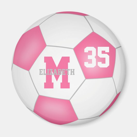 Aimant cut pink white girstom soccer (Devant)