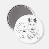 Aimant Cute akita avec ours en peluche portrait art (Recto/Verso)