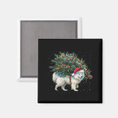 Aimant Cute American Eskimo Dog In A Christmas Tree For M (Recto/Verso)