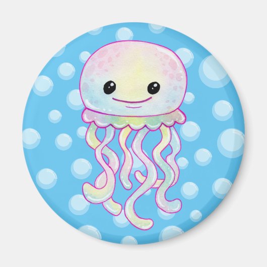 Aimant Cute Aquarelle arc-en-ciel Jellyfish (Devant)