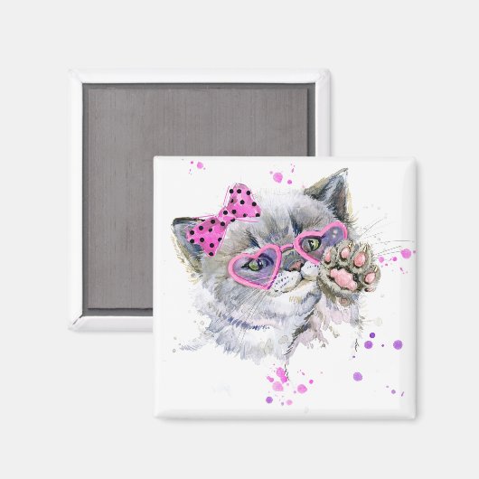 Aimant Cute Aquarelle Kitten (Recto/Verso)