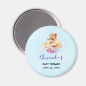 Aimant Cute Aquarelle Mère Lion & Baby shower Cub (Recto/Verso)