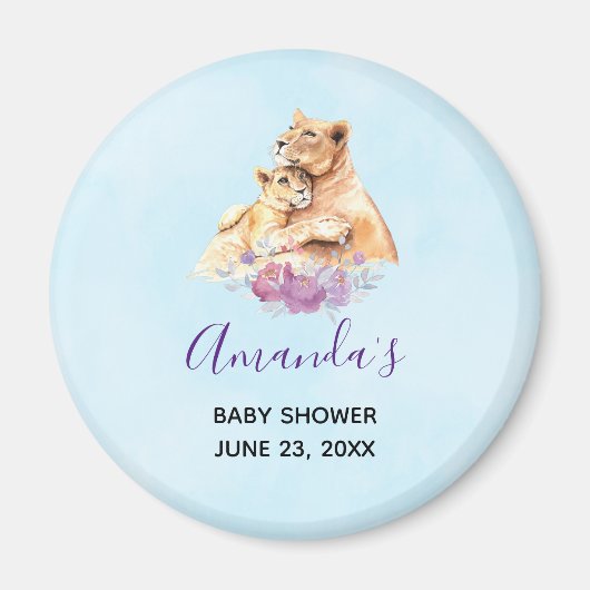 Aimant Cute Aquarelle Mère Lion & Baby shower Cub (Devant)
