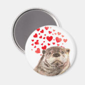 Aimant Cute Aquarelle Otter Coeurs Aimer Humour animal (Recto/Verso)