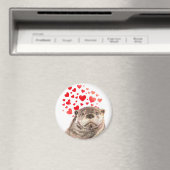 Aimant Cute Aquarelle Otter Coeurs Aimer Humour animal (In Situ (Lave-vaisselle))