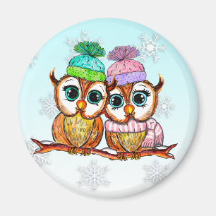 Aimant Cute Aquarelle Owls Kitchen Réfrigérateur