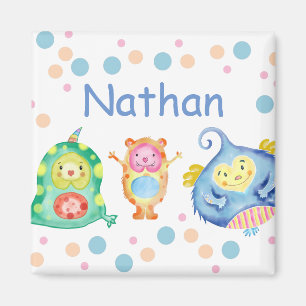 Aimant Cute aquarelle Petits monstres Personnalisés