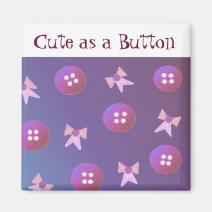 Aimant Cute as a Button - Pink and Purple