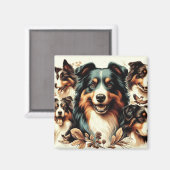 Aimant Cute Australian Shepherd Peinture (Recto/Verso)