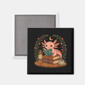 Aimant Cute Axolotl Reading Books Cozy Bookworm  (Recto/Verso)