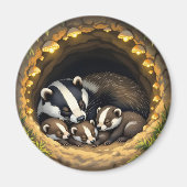 Aimant Cute Badger Family Napping (Devant)
