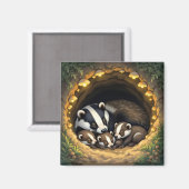 Aimant Cute Badger Family Napping (Recto/Verso)