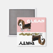 Aimant Cute Basset Hound Propre Lave-Vaisselle Sale Magne (Recto/Verso)