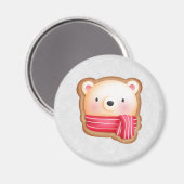 Aimant Cute Bear Face Red Scarf et Rosy Cheeks Christmas (Recto/Verso)