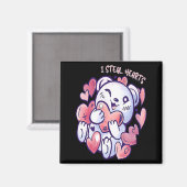 Aimant Cute Bear Steal Hearts Valentines Day Or Toddler (Recto/Verso)