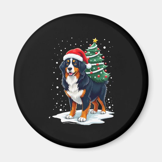 Aimant Cute Bernese Mountain Dog in a Christmas Tree for (Devant)