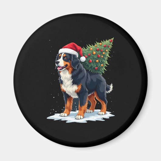 Aimant Cute Bernese Mountain Dog in a Christmas Tree for (Devant)