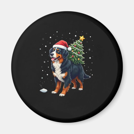 Aimant Cute Bernese Mountain Dog in a Christmas Tree for  (Devant)