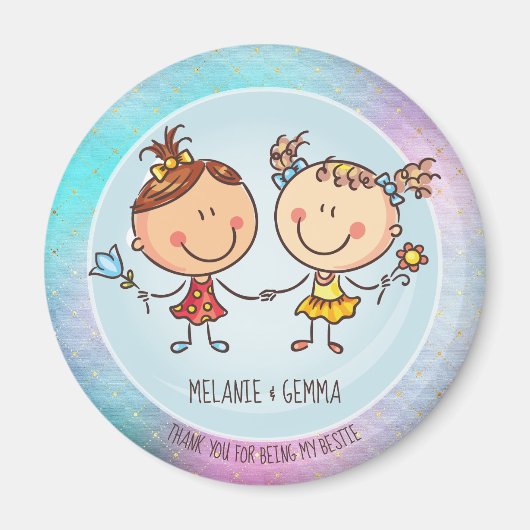 Aimant Cute BFF Besties Kawaii Toxits for Girls Friends (Devant)