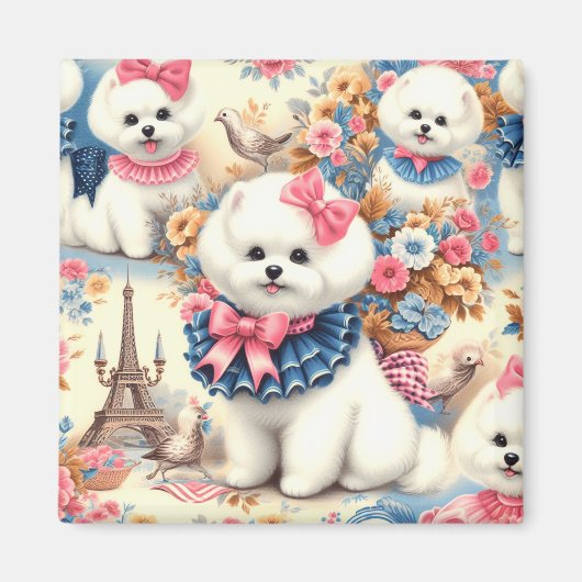 Aimant Cute Bichon Frisé (Devant)