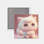 Aimant Cute Big Eyes Fluffy Blanc Chat (Recto/Verso)