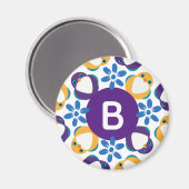 Aimant Cute Birds and Flowers Wreath Monogrammed (Recto/Verso)