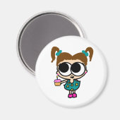 Aimant Cute Birthday Cupcake Girl, design par LanaToons (Recto/Verso)