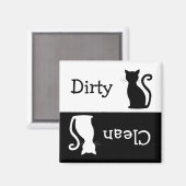 Aimant Cute Black Cat Silhouette Clean Dirty Dishwasher (Recto/Verso)