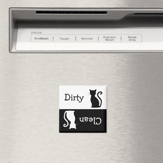 Aimant Cute Black Cat Silhouette Clean Dirty Dishwasher (In Situ (Lave-vaisselle))