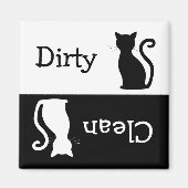 Aimant Cute Black Cat Silhouette Clean Dirty Dishwasher (Devant)