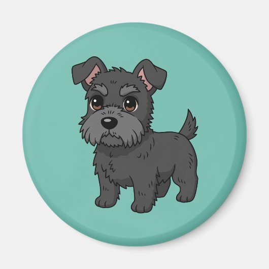 Aimant Cute Black Scottish Terrier Dog Green (Devant)