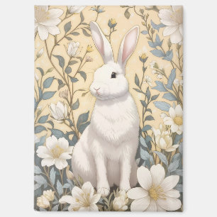Aimant Cute Blanc Bunny Pastel Jaune Floral