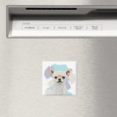 Aimant Cute blanc Chihuahua Abstrait bleu (In Situ (Lave-vaisselle))