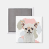 Aimant Cute blanc Chihuahua rose Abstrait (Recto/Verso)