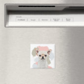 Aimant Cute blanc Chihuahua rose Abstrait (In Situ (Lave-vaisselle))