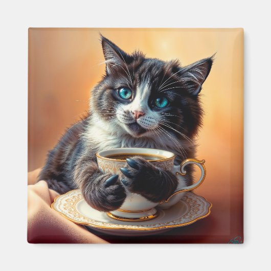 Aimant Cute Bleu Oye Kitten (Devant)