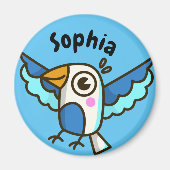 Aimant Cute Blue Seagull Sea Bird Kids Nom de l'école Loc (Devant)