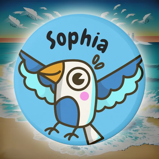 Aimant Cute Blue Seagull Sea Bird Kids Nom de l'école Loc