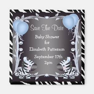 Aimant Cute Blue Zebras Enregistrer Le Baby shower Date