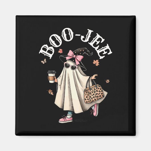 Aimant Cute Boo Jee Ghost Halloween Leopard Ghost Café (Devant)