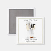 Aimant Cute Bride et Groom vin Enregistrer l'aimant de da (Recto/Verso)