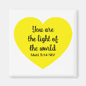 Aimant Cute Bright Yellow Heart Lumière du monde Blanc (Devant)