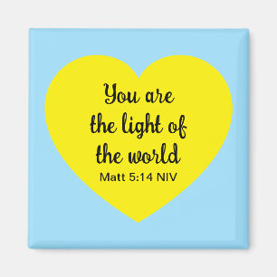 Aimant Cute Bright Yellow Heart Lumière du monde Bleu