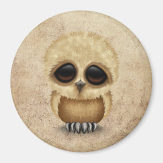 Aimant Cute Brown bébé hibou Chic sur texture vieillie