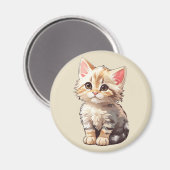 Aimant Cute Brown Kawaii Kitten (Recto/Verso)