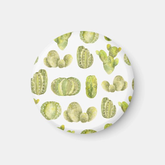 Aimant Cute Cactus, Aquarelle Décor Sans Couleur. (Devant)