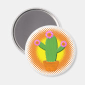 Aimant Cute Cactus Cartoon Avec Fleurs Roses (Recto/Verso)